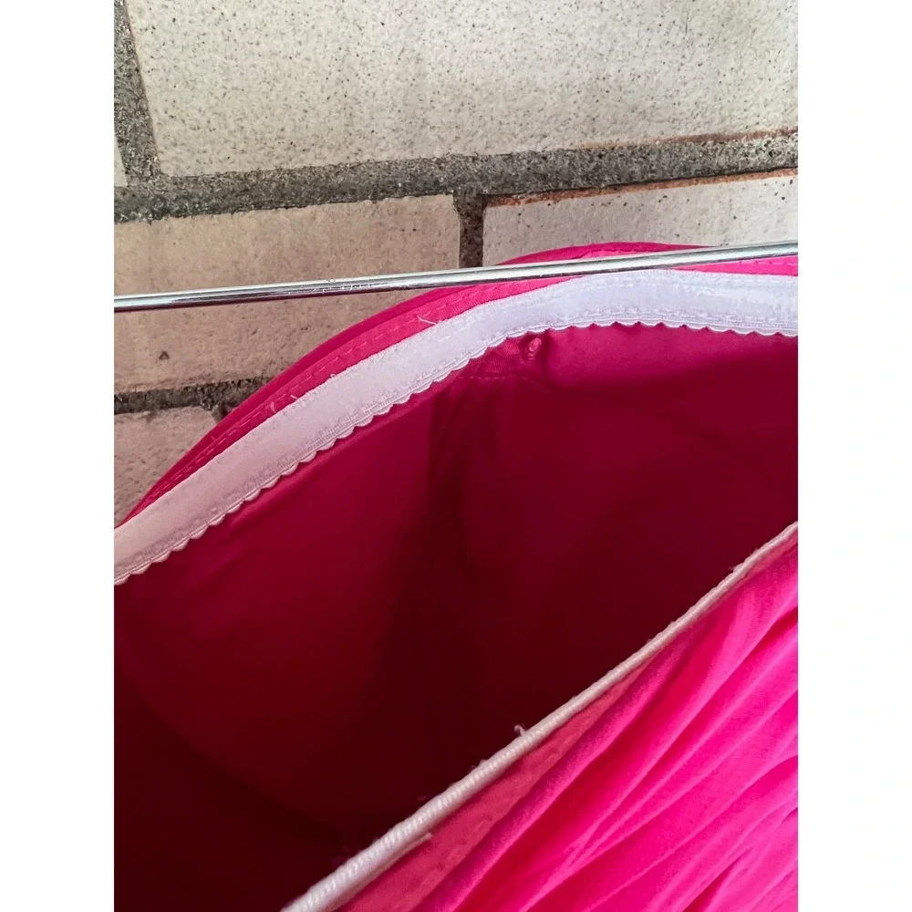 Bari Jay Bright Pink Strapless Pleated Formal Dress Size 14 Bridesmaid - Picture 7 of 8